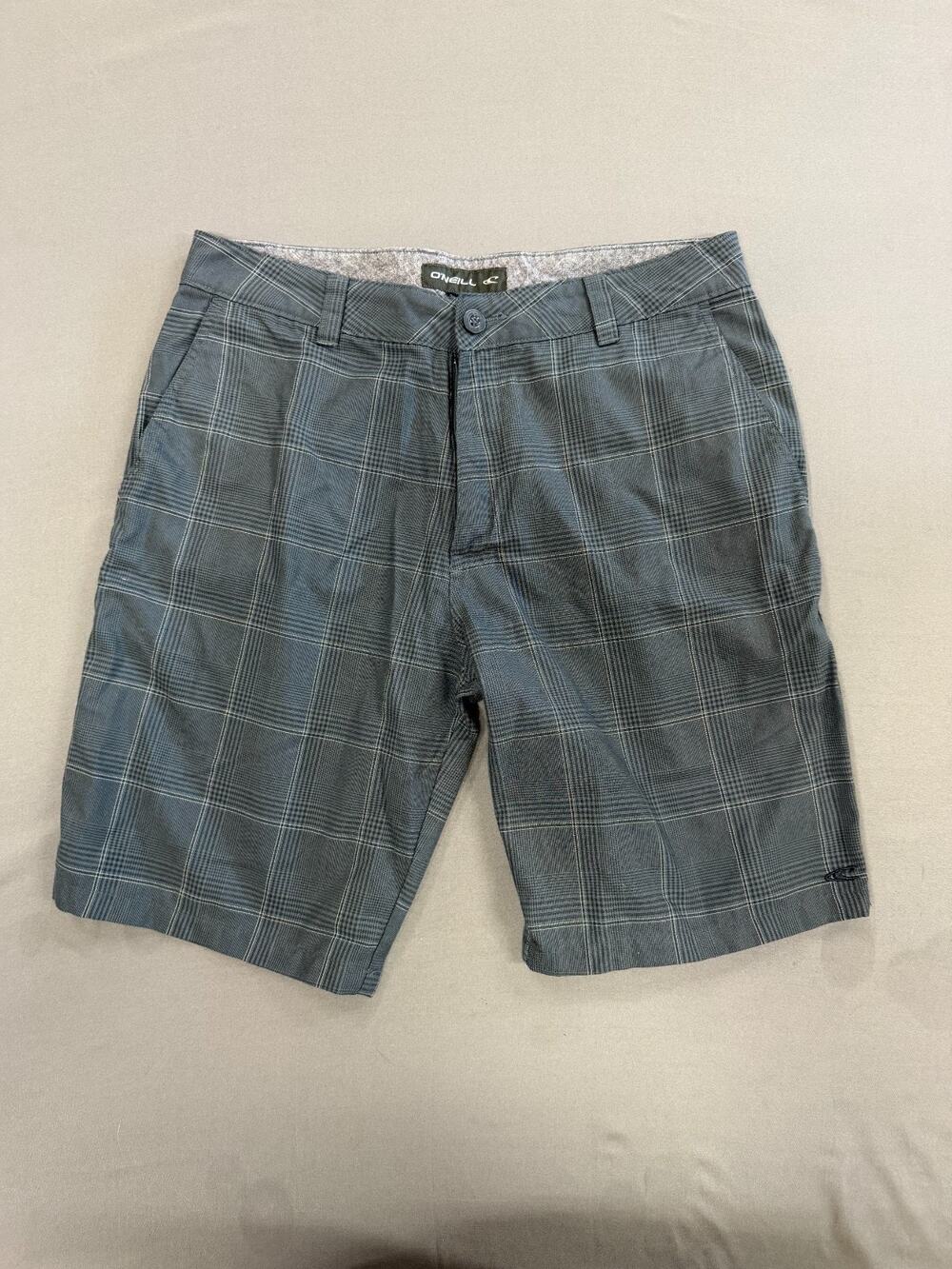 O'Neill Hybrid Board Shorts Mens 32 Blue Plaid Swim Surf Beach Casual